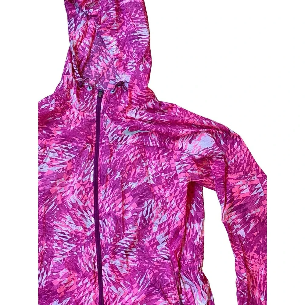 Nike Women’s Medium Lightweight Running Jacket Pink Purple Hooded Full Zip